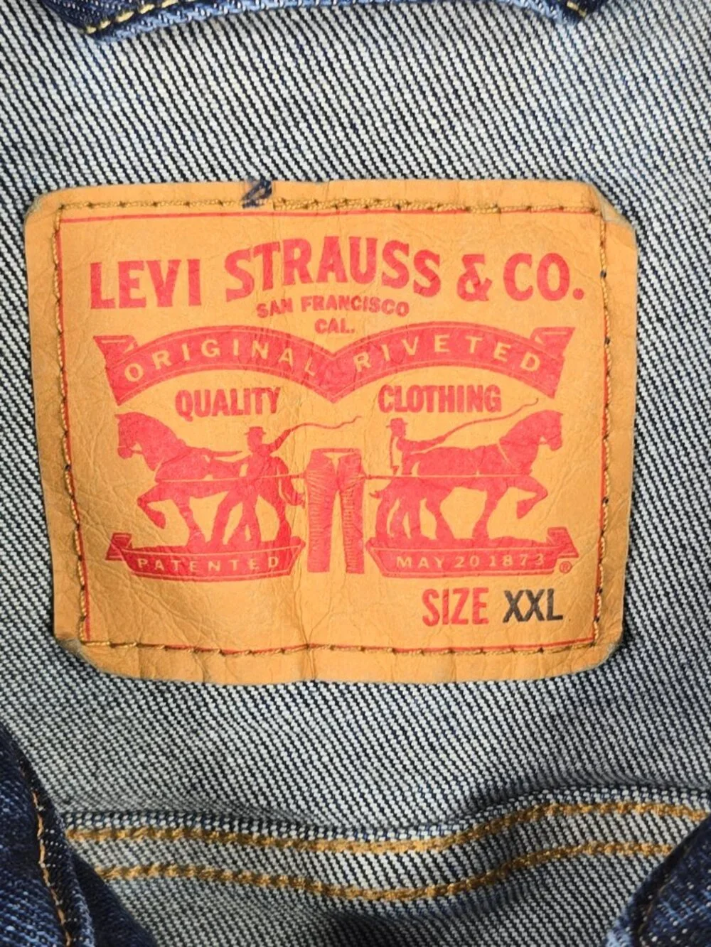 Levi's Men's Trucker Blue Denim Jacket SZ 2XL Dark Wash Stretch EXCELLENT CONDIT